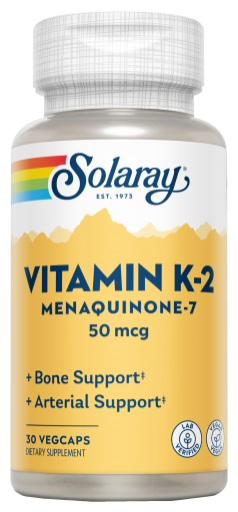 Solaray K2 Menaquinone Vitamina K2 30 Capsule Vegetali