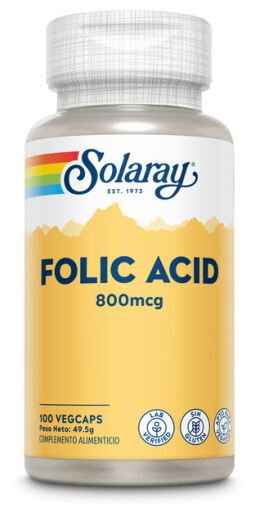 Solaray Acido folico 800 mcg 100 capsule vegetali