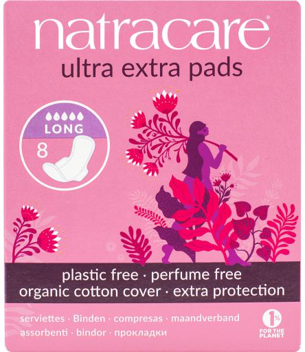 Natracare Impacchi ultra extra lunghi con ali 8 unit&agrave; bio