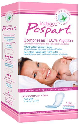 Indasec Postpart Cotton Compresses First Days 12 uds