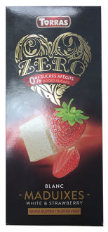 Cioccolato bianco senza zucchero con fragole, 125 g
