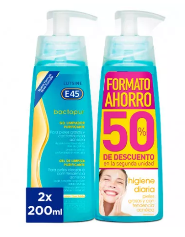 Lutsine E45 Pack Bactopur Gel Detergente Purificante 2x200 ml