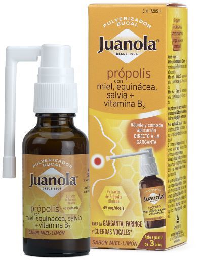 Juanola Spray orale alla propoli con miele, echinacea, salvia e vitamina B3