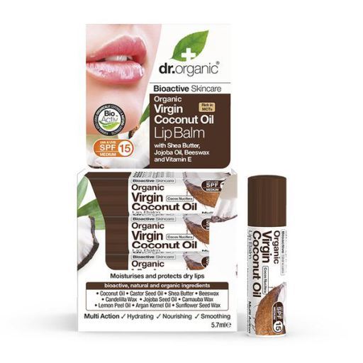 Dr. Organic Balsamo per Labbra all'Olio di Cocco Bio