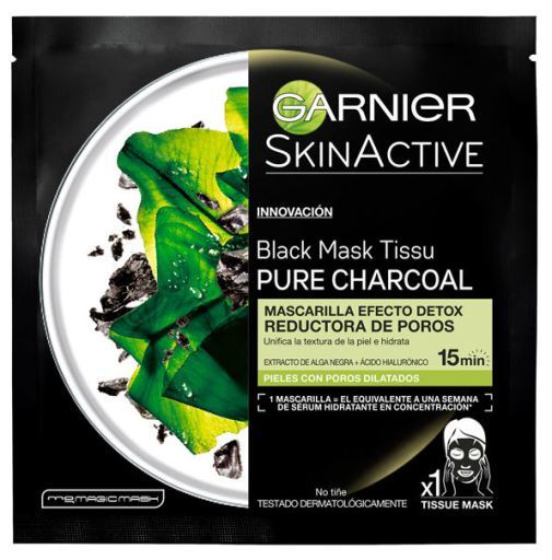 Garnier Skin Mask Tissu Black Charcoal Carbone Riduttore