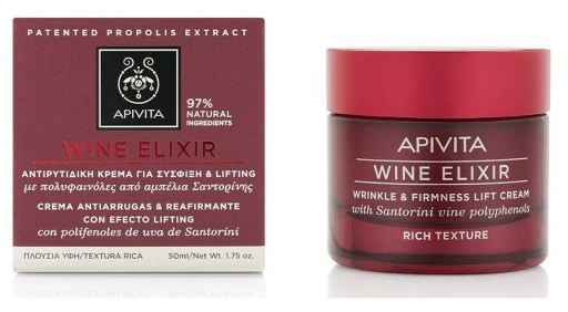 Apivita Wine Elixir crema antirughe e compattezza Texture ricca 50 ml