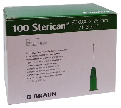 Aghi Sterican verdi 25x8 mm 1 100 pezzi