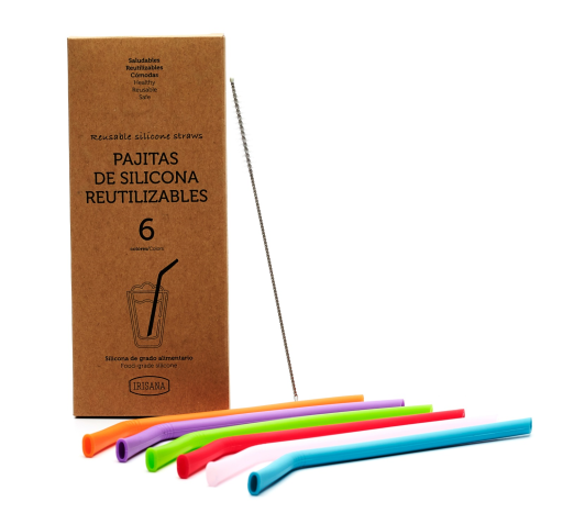 Irisana Cannucce in silicone riutilizzabili con detergente 6 unit&agrave;