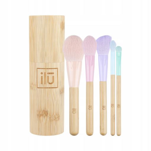Ilu Set di 5 pennelli per trucco + tubo di bamb&ugrave;