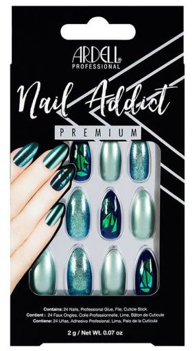Ardell Nail Addict Unghie Finte Verde Glitter Cromato