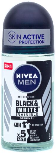 Nivea Deodorante Uomo Nero e Bianco Invisibile Roll On 50 ml