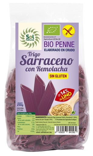 Sol Natural Penne Pasta Grano Saraceno Barbabietola Lino Senza Glutine Bio 250 gr
