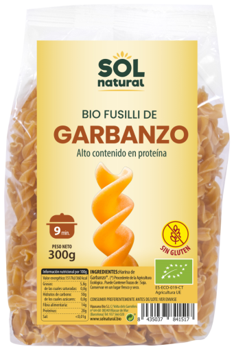 Sol Natural Fusilli Di Ceci Bio Senza Glutine 300 gr
