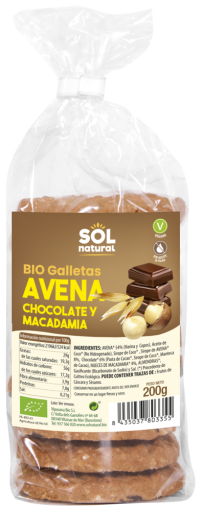 Sol Natural Biscotti Di Avena Al Cioccolato Bio Macadamia 200 gr