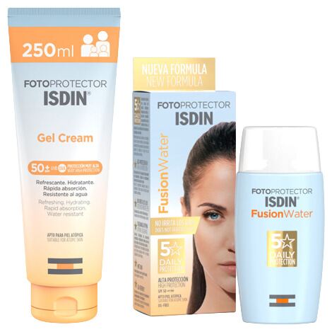 Isdin Crema Gel Solare SPF 50+ 250 ml + Acqua Fusion SPF 50 50 ml