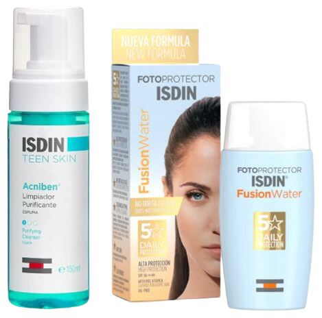 Isdin Fusion Water Protezione Solare SPF 50 50 ml + Detergente Purificante 150 ml