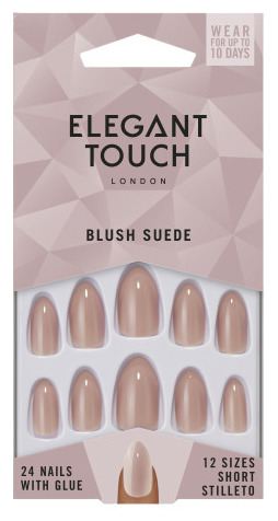 Elegant Touch Unghie finte corte Stiletto Blush Suede 24 pz