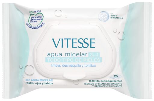 Vitesse Salviette all'acqua micellare per tutti i tipi di pelle 25 unit&agrave;