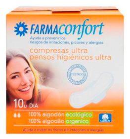 Farmaconfort Assorbenti ultrasottili in cotone con ali, 10 pezzi