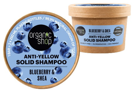Organic Shop Shampoo Solido Antigiallo Mirtillo e Burro di Karit&eacute; 60 gr