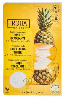 Iroha Nature Dischetti viso con tonico esfoliante e illuminante 25 ml