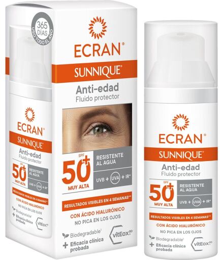 Ecran Sunnique Fluido Viso Antiet&agrave; SPF 50+ 50 ml