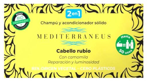 Mediterraneus Shampoo e balsamo solido per capelli biondi 50 gr