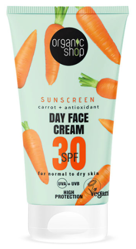 Organic Shop Crema Solare Viso Giorno alla Carota SPF 30 50 ml
