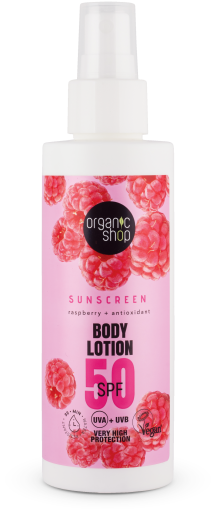 Organic Shop Lozione Corpo Solare al Lampone SPF 50 150 ml
