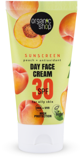 Organic Shop Crema Solare Viso Giorno alla Pesca SPF 30 50 ml