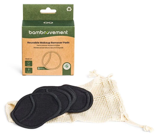 Bamboovement Dischetti struccanti in cotone di bamb&ugrave; neri 6 unit&agrave;