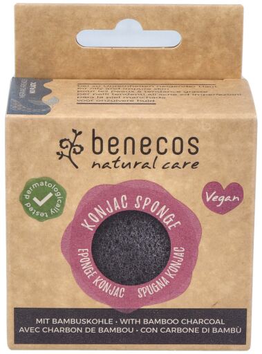 Benecos Natural Care Spugna Konjac di bamb&ugrave; nero purificante per la pelle grassa