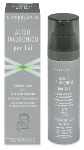 L'Erbolario Crema Viso Uomo all'Acido Ialuronico 24 Ore 50 ml