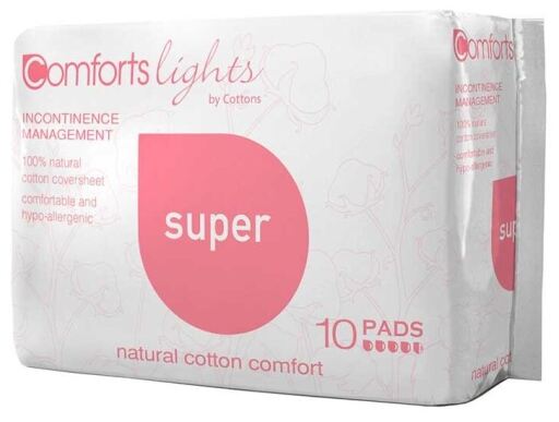 Cottons Organic Super assorbente per incontinenza 100% cotone 10 unit&agrave;
