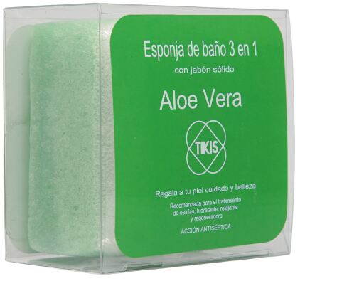 Tikis Spugna Quadrata Con Sapone All'Aloe Vera 100 gr