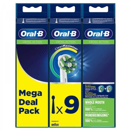 Oral-B Confezione di testine di ricambio CrossAction da 9 unit&agrave;