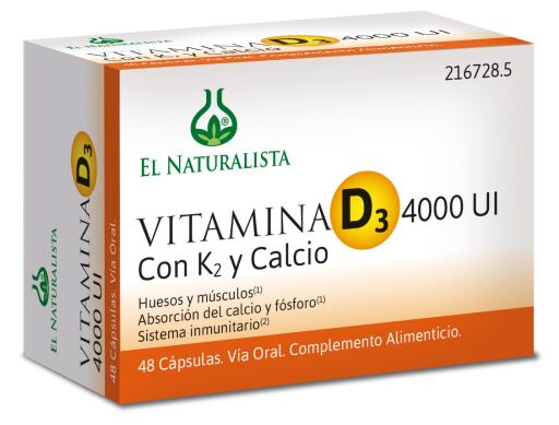 El Naturalista Vitamina D3 4000 Unit&agrave;si K2 Calcio 48 Capsule