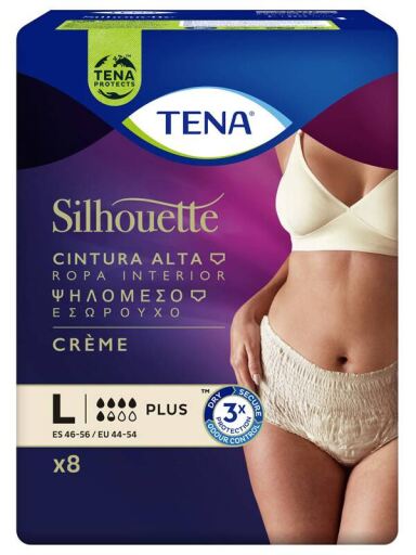 Tena Silhouette Plus Vita Alta Crema Taglia Grande 8 Unit&agrave;