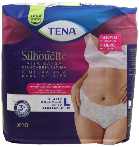 Tena Silhouette Blanc Taglia L 10 Unit&agrave;