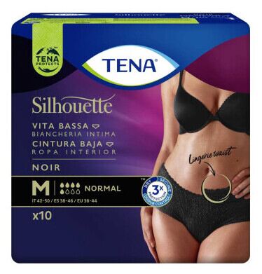 Tena Silhouette Vita Bassa Nero Taglia Media 10 Unit&agrave;