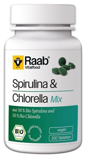 Raab Vitalfood Alga Spirulina+Clorella 440 mg 200 Compresse Bio Vegan