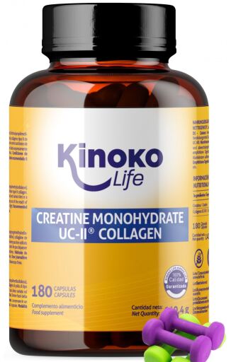 Kinoko Life Creatina Monoidrato 3000 mg con Uc II Collagene 180 Capsule