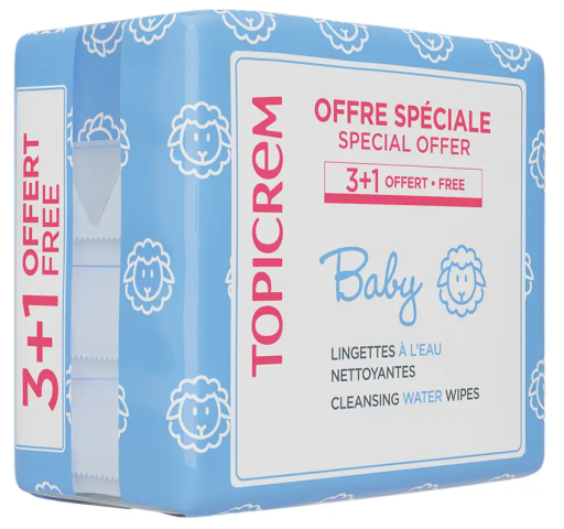Topicrem Salviette per neonati, confezione da 4 x 60 unit&agrave;