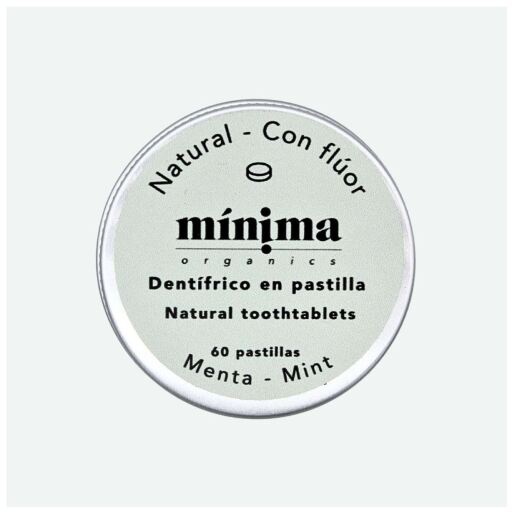 M&iacute;nima Organics Compresse di dentifricio al fluoro alla menta, confezione da 60