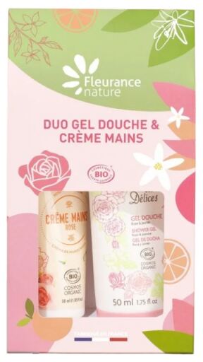 Fleurance Nature Duo Gel Douche et Cr&egrave;me Mains Rose 2 Pezzi