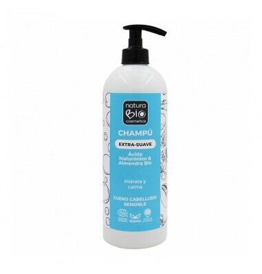 NaturaBIO Cosmetics Shampoo Extra Delicato con Acido Ialuronico e Mandorle 740 ml